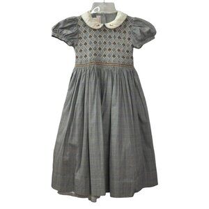 Best & Co Lilliputian Bazaar Girls 7Y Plaid Dress Embroidered Collar